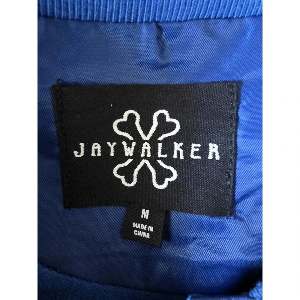 Jaywalker Varsity Jacket Boys M Blue Solid Streetwear Bomber Coat Casual